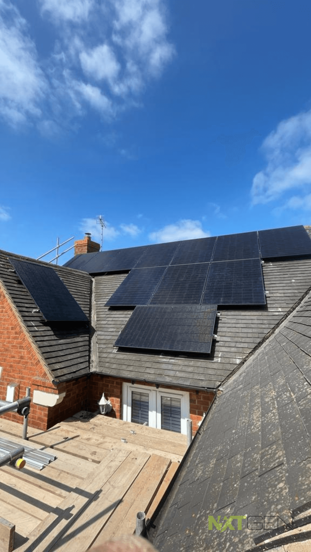 12 Solar Panels Install on Two Roofs Photo