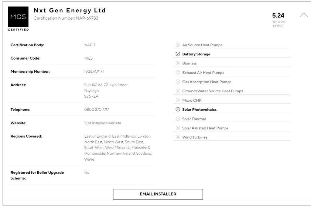 NXTGEN Energy Ltd MCS Certified for  Battery Storage